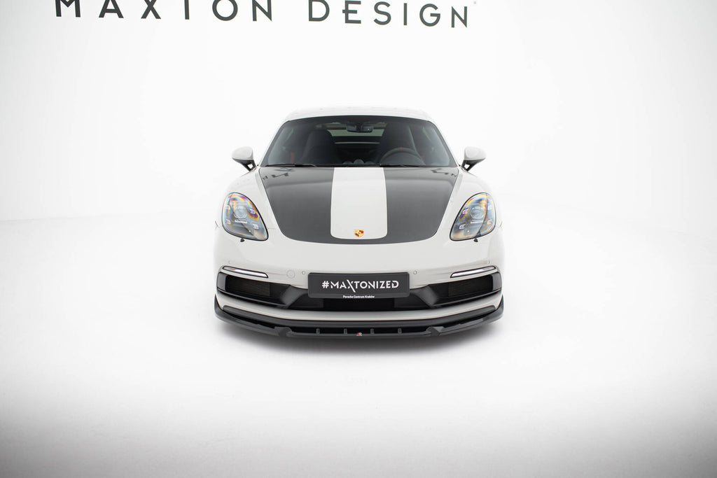 Maxton Design Street+ Spoilerlippe Front Ansatz passend für V.2 Porsche 718 Cayman GTS 982c schwarz Hochglanz