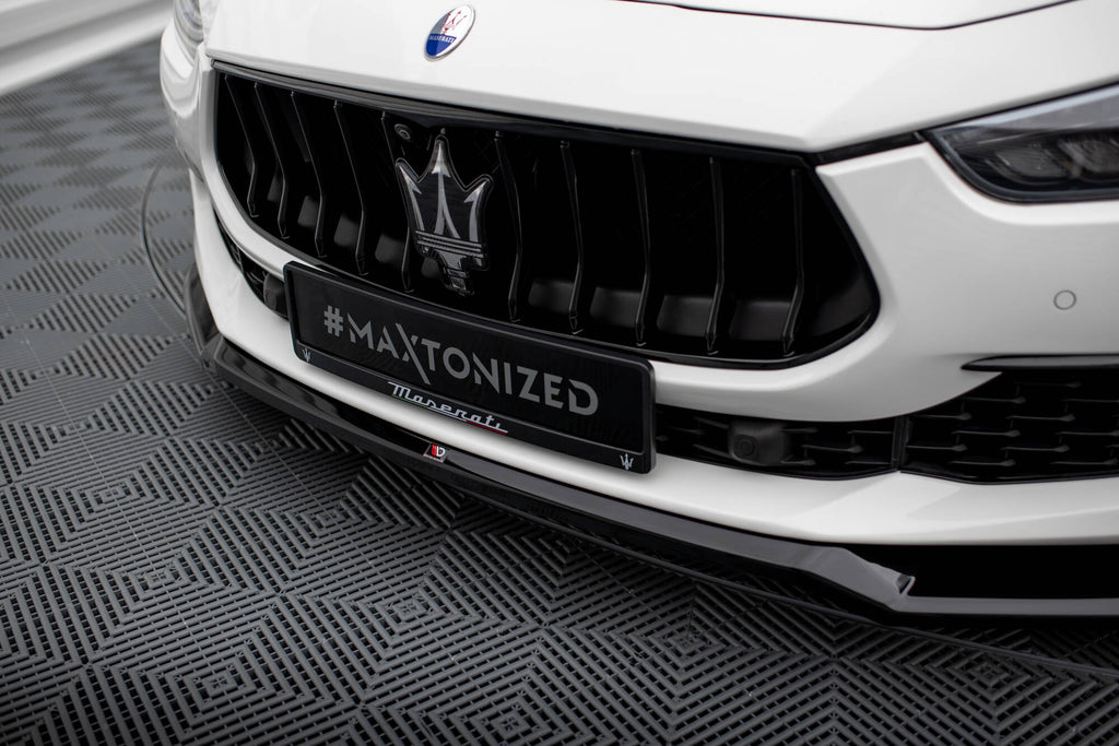 Maxton Design Street+ Spoilerlippe Front Ansatz V.1 passend für Maserati Ghibli Mk3 Facelift schwarz Hochglanz