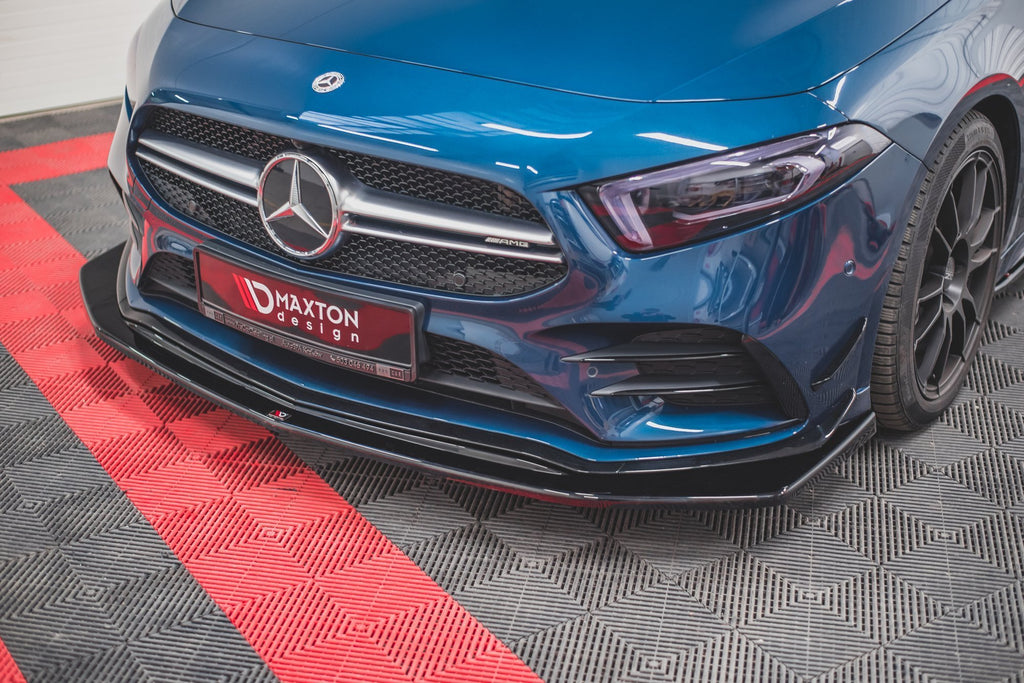 Maxton Design Street+ Spoilerlippe Front Ansatz V.3 passend für Mercedes A35 AMG Aero W177 schwarz Hochglanz