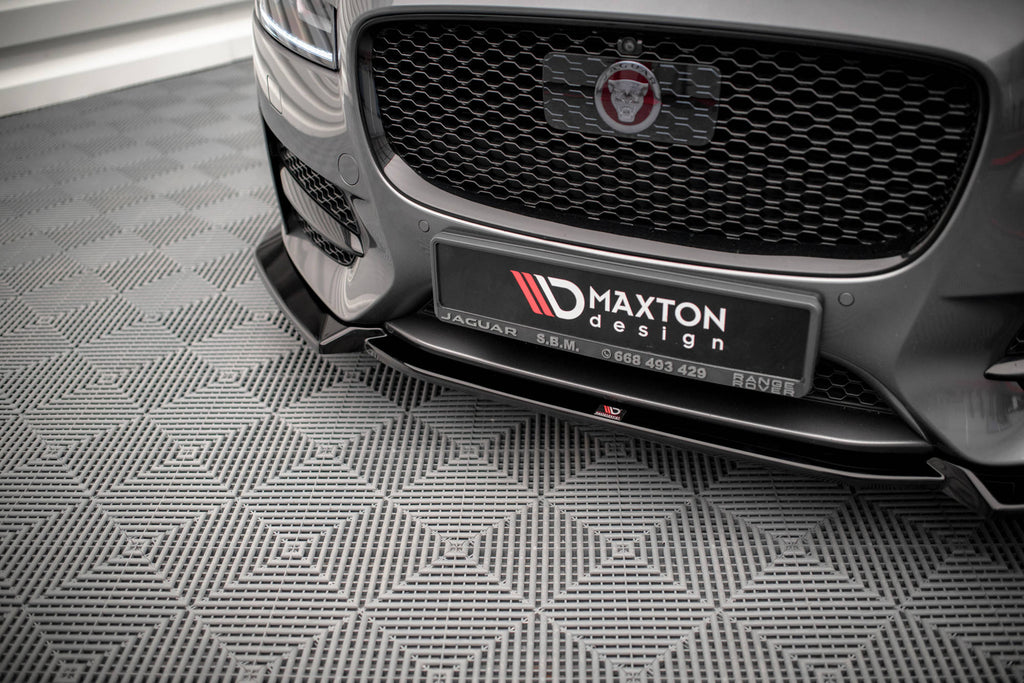 Maxton Design Street+ Spoilerlippe Front Ansatz V.2 passend für Jaguar XF R-Sport X260 schwarz Hochglanz