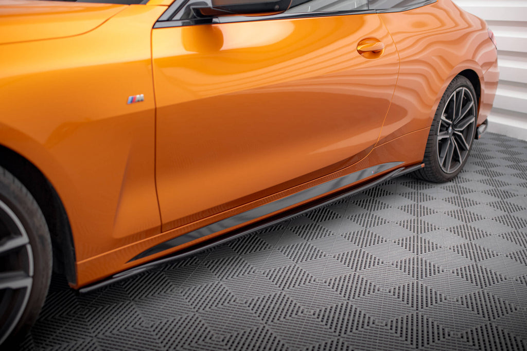 Maxton Design Street+ Seitenschweller Leisten passend für V.3 passend für BMW 4er M-Paket / M440i G22 / G23 / G22 Facelift / G23 Facelift schwarz Hochglanz