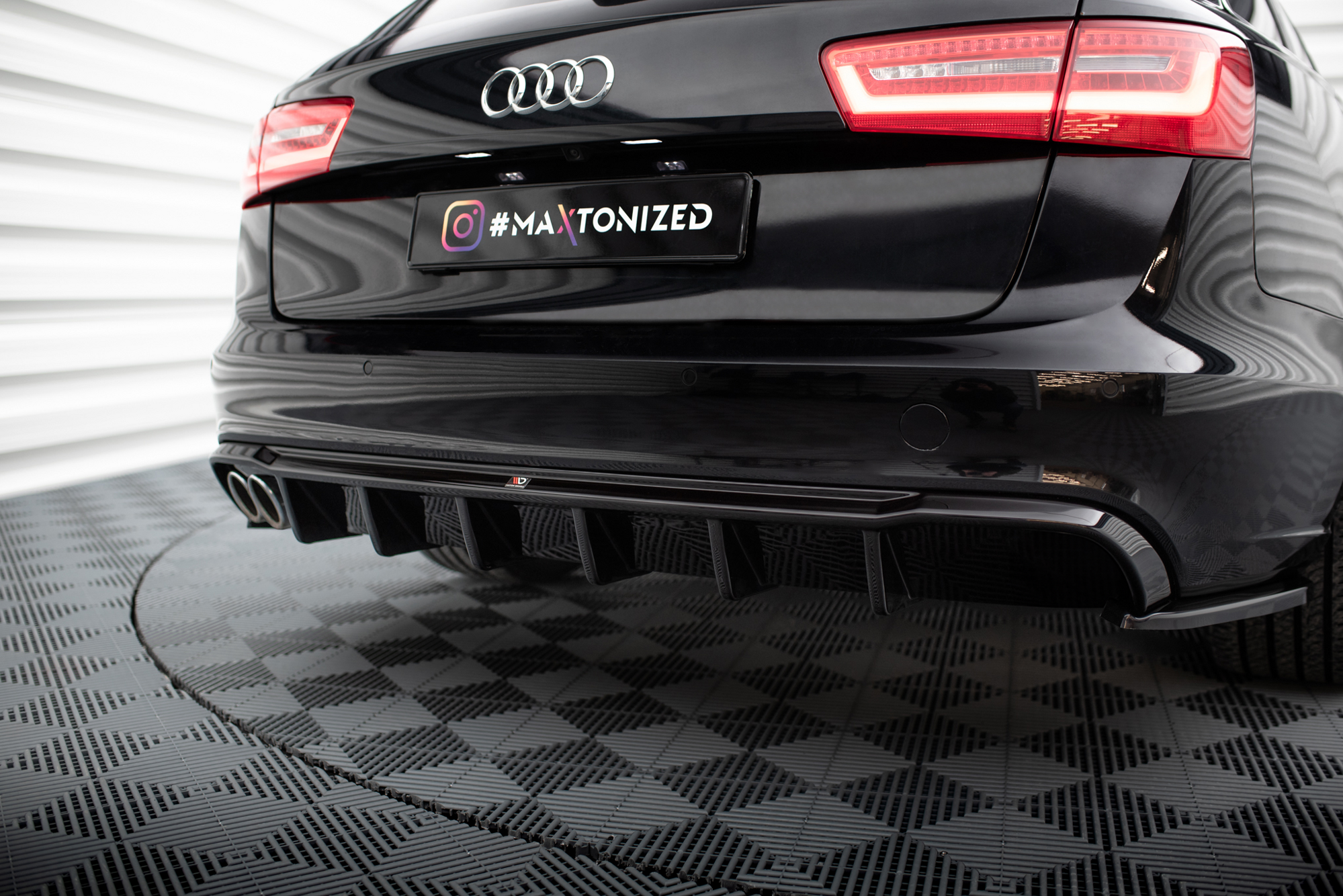 Maxton Design Diffusor Heck Ansatz passend für Audi A6 Limousine / Avant C7 (Doppelauspuff li.)