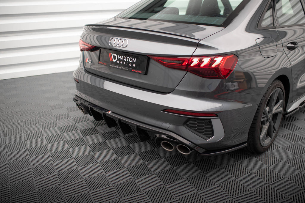 Maxton Design Diffusor Heck Ansatz passend für Audi S3 Limousine 8Y schwarz Hochglanz