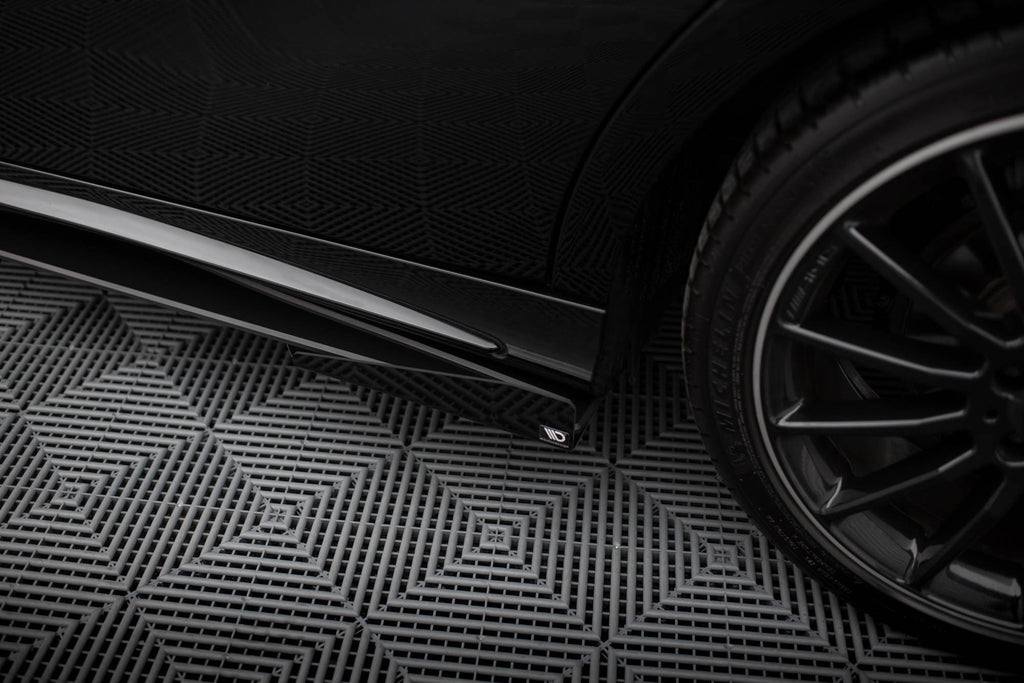 Maxton Design Seitenschweller Flaps passend für Mercedes-Benz A AMG-Line W176 Facelift schwarz Hochglanz
