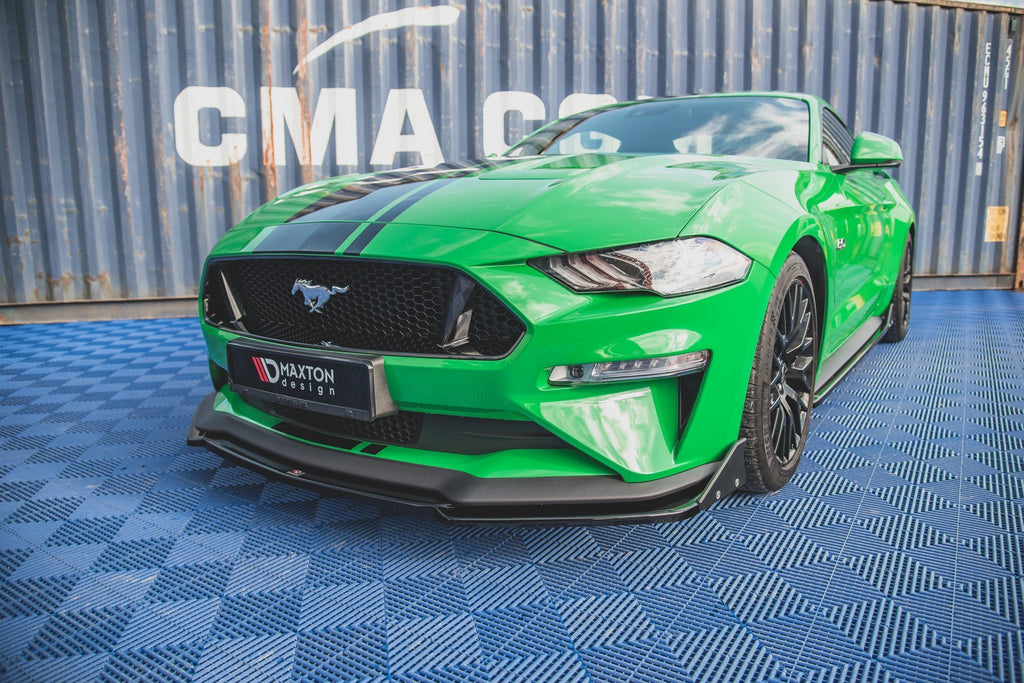 Maxton Design Street+ Spoilerlippe Front Ansatz V.2 + Flaps passend für Ford Mustang GT Mk6 Facelift