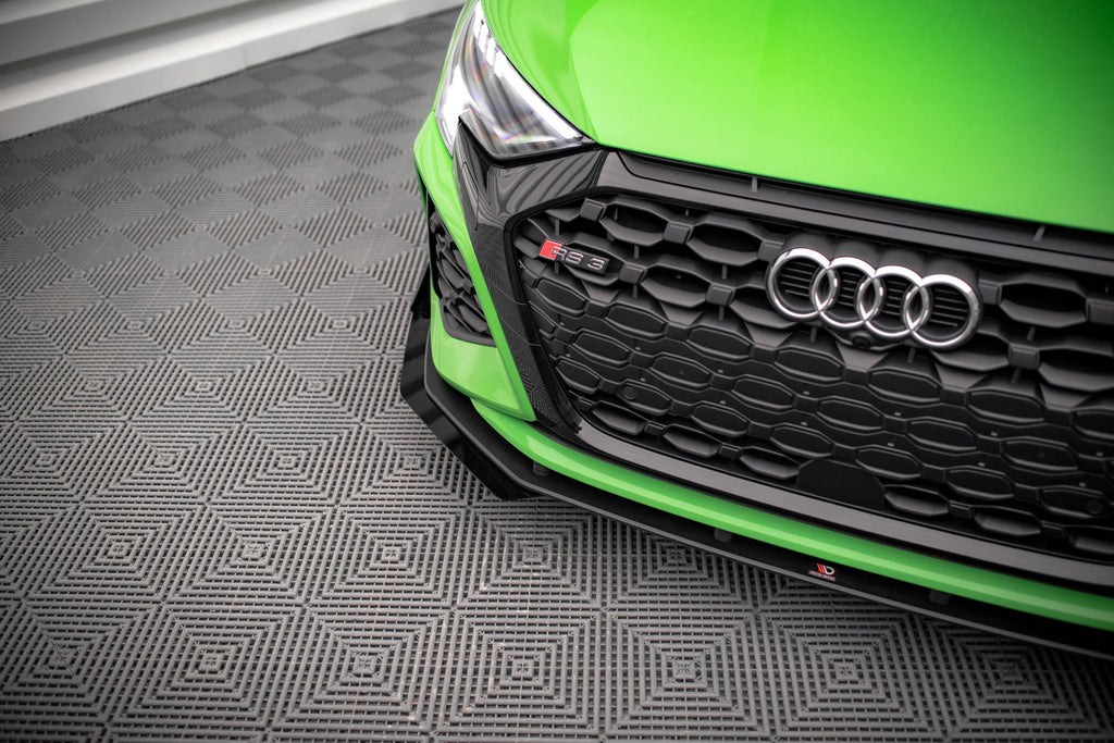 Maxton Design Front Stoßstange Flaps passend für Audi RS3 8Y schwarz Hochglanz