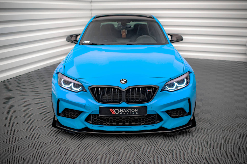 Maxton Design Street Pro Street+ Spoilerlippe Front Ansatz passend für + Flaps passend für V.1 + Flaps BMW M2 Competition F87 schwarz Hochglanz