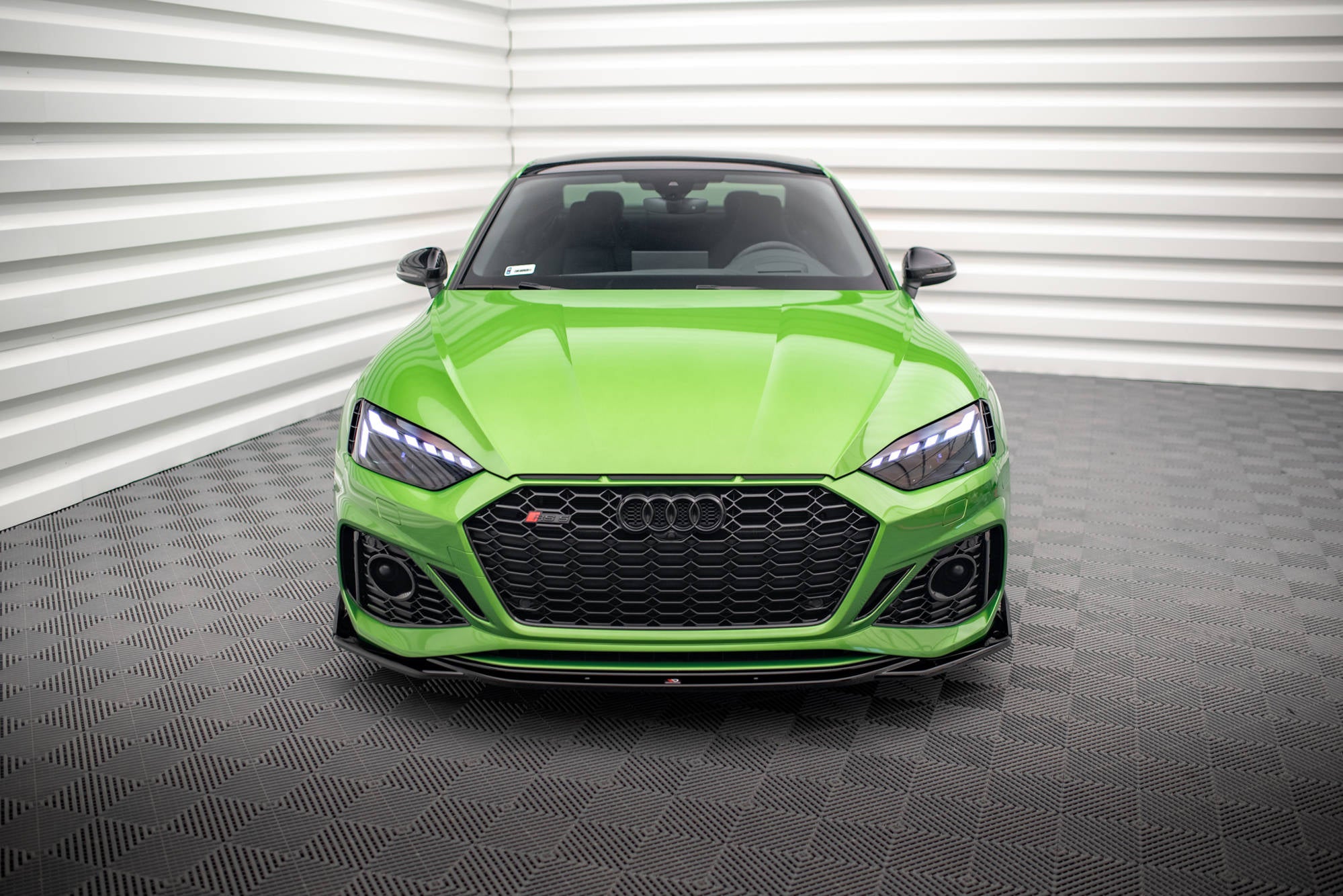Maxton Design Street+ Spoilerlippe Front Ansatz V.1 + Flaps passend für Audi RS5 F5 Facelift