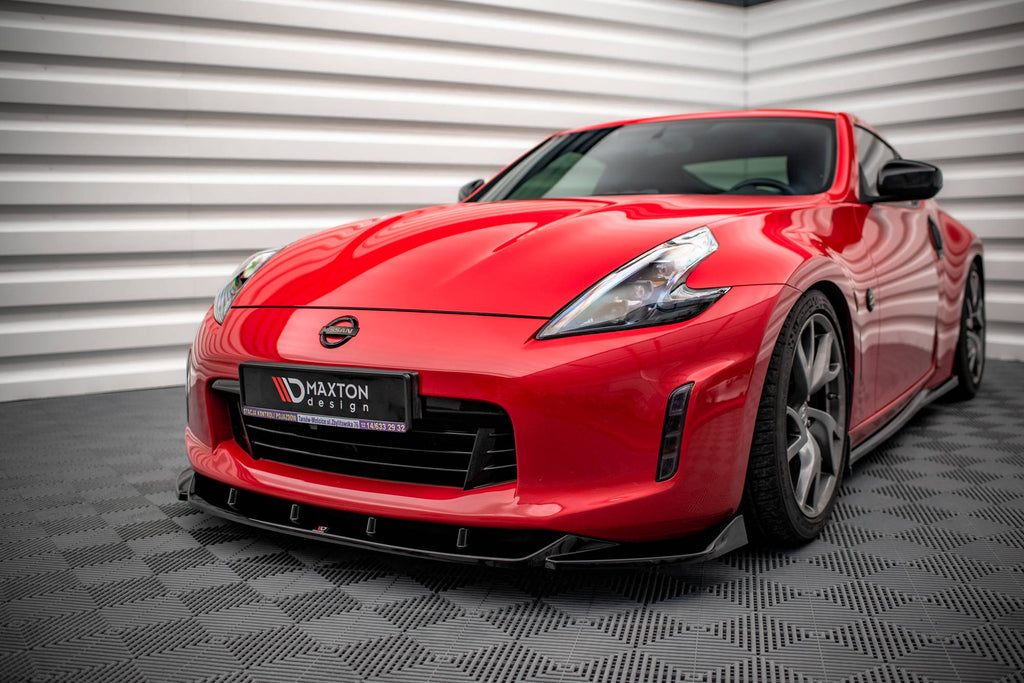 Maxton Design Street+ Spoilerlippe Front Ansatz V.2 passend für Nissan 370Z Facelift schwarz Hochglanz