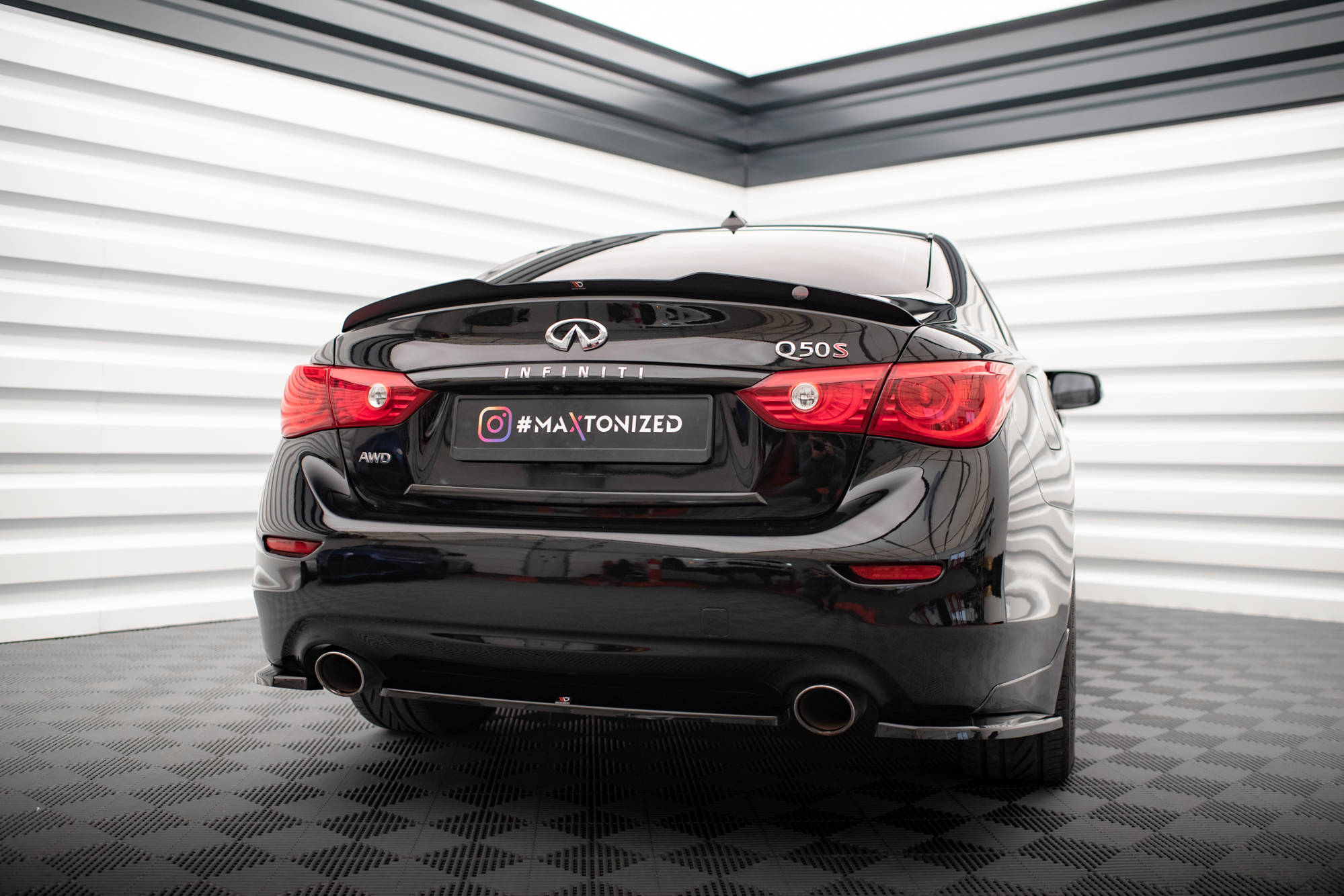 Maxton Design Spoiler CAP passend für Infiniti Q50 S Mk1 schwarz Hochglanz