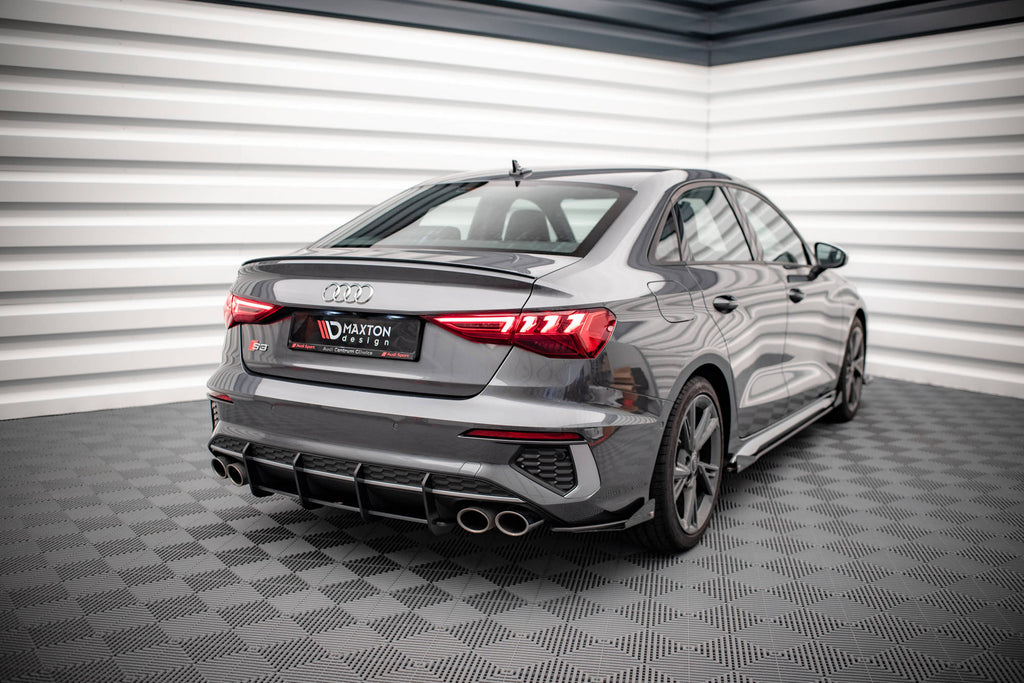 Maxton Design Street Pro Heck Ansatz Flaps Diffusor + Flaps passend für Audi S3 Limousine 8Y schwarz Hochglanz