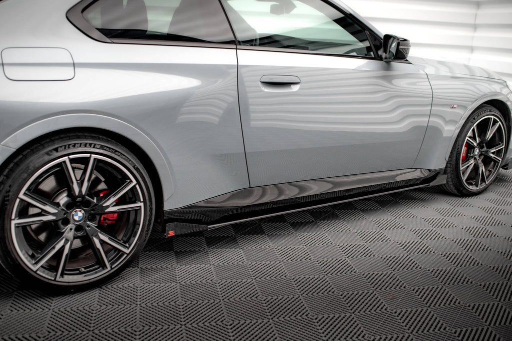 Maxton Design Seitenschweller Flaps passend für BMW 2 Coupe M-Paket / M240i G42 schwarz Hochglanz