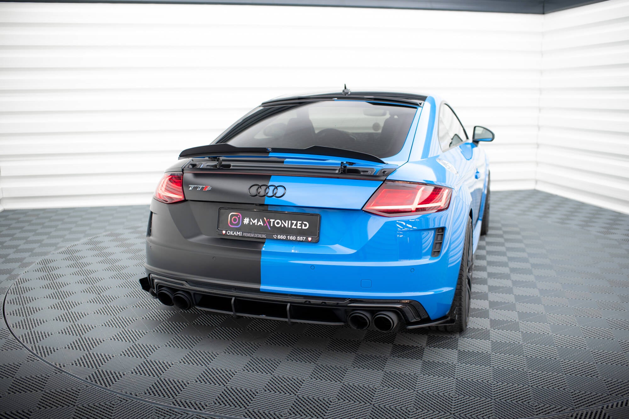 Maxton Design Street Pro Heck Ansatz Flaps Diffusor + Flaps passend für Audi TT S 8S Facelift schwarz Hochglanz