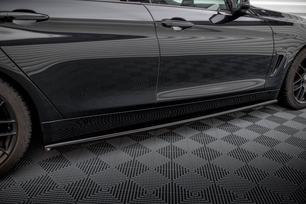 Maxton Design Street+ Seitenschweller Leisten passend für BMW 4er Coupe / Gran Coupe / Cabrio F32 / F36 / F33 schwarz Hochglanz