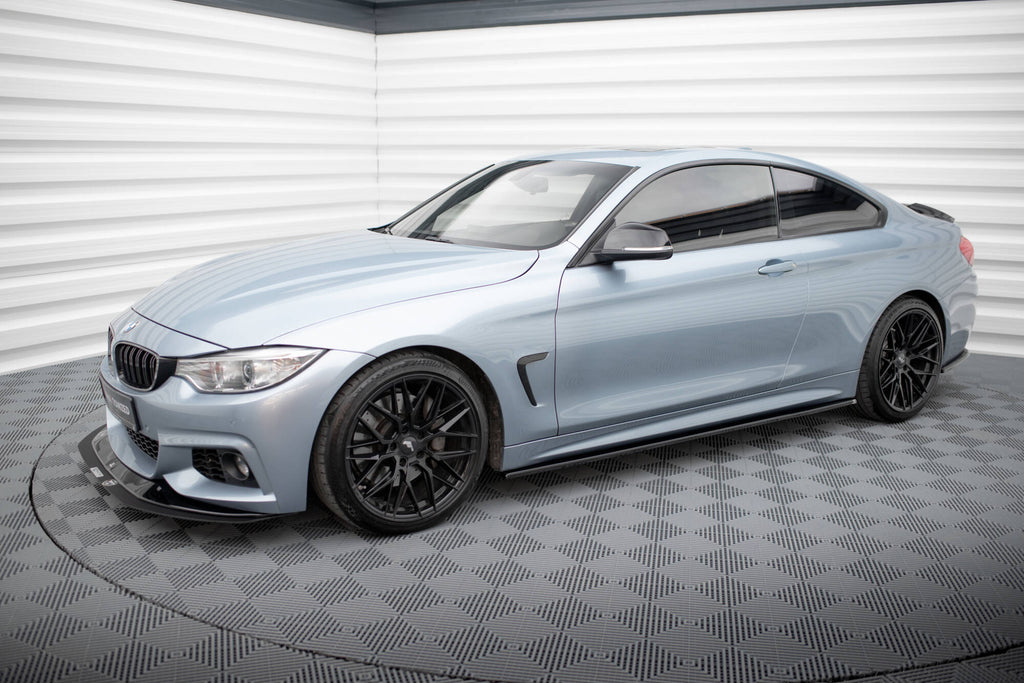 Maxton Design Street+ Seitenschweller Leisten passend für BMW 4er Coupe / Gran Coupe / Cabrio M-Paket F32 / F36 / F33 schwarz Hochglanz