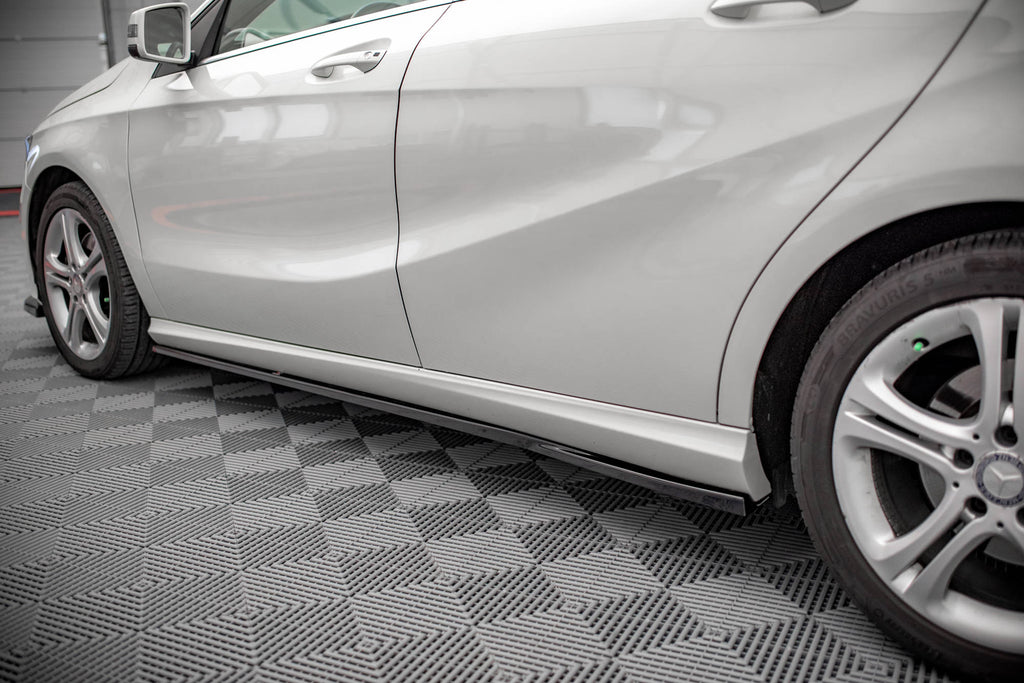 Maxton Design Street+ Seitenschweller Leisten V.2 passend für Mercedes-Benz A W176 schwarz Hochglanz