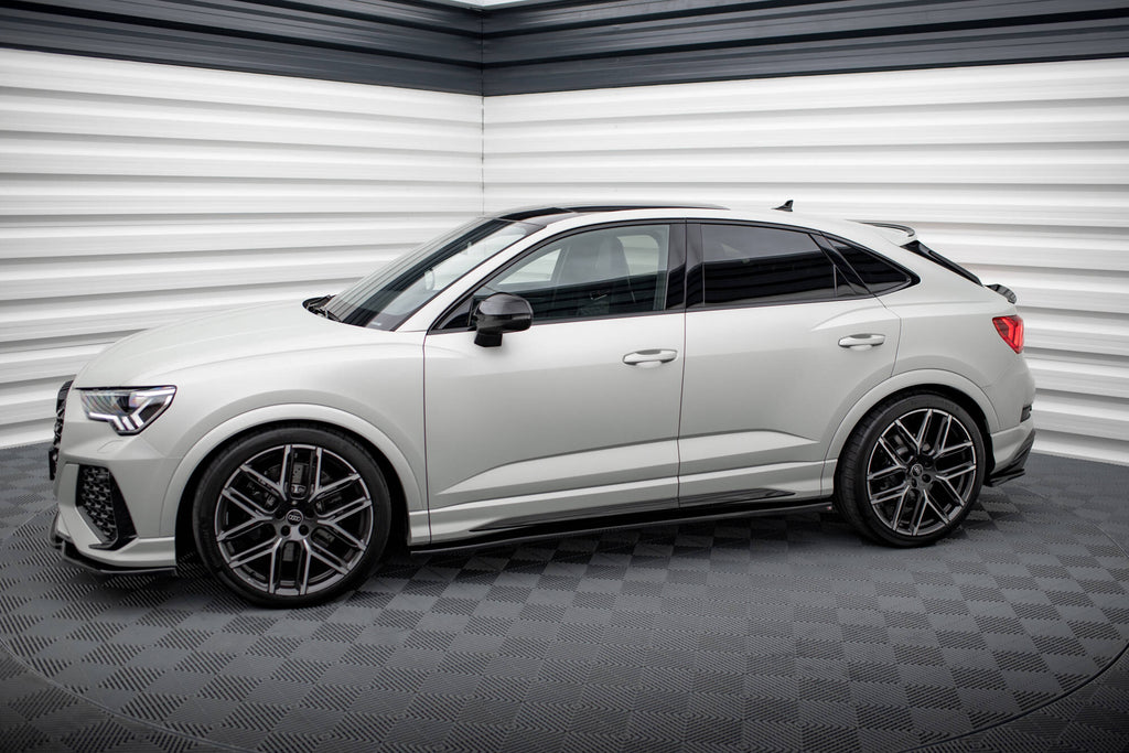 Maxton Design Street+ Seitenschweller Leisten V.2 passend für Audi Q3 S-Line / RSQ3 Sportback / SUV F3 schwarz Hochglanz