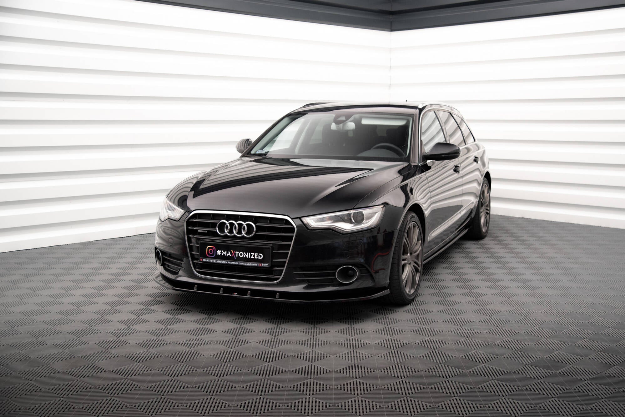 Maxton Design Street+ Spoilerlippe Front Ansatz V.3 passend für Audi A6 C7 schwarz Hochglanz