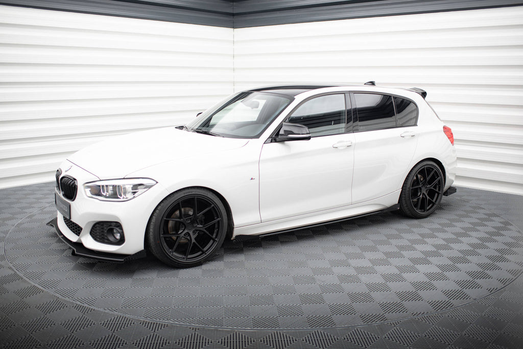Maxton Design Street Pro Street+ Seitenschweller Leisten V.2 passend für + Flaps passend für BMW 1er F20 M135i / M140i / M-Paket schwarz Hochglanz