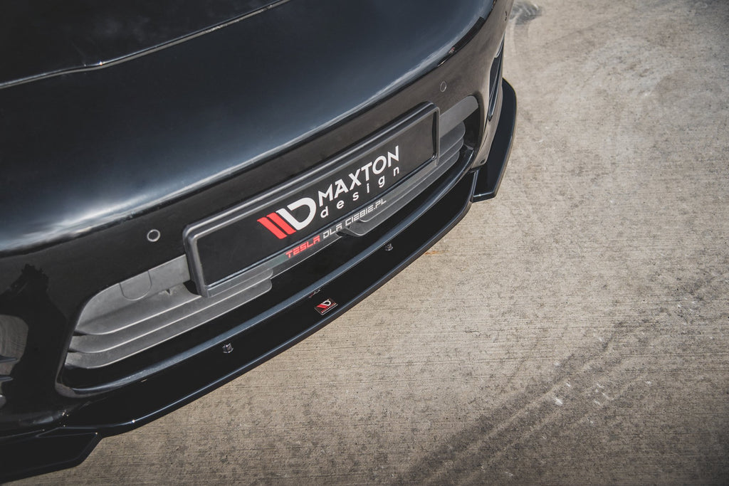 Maxton Design Street+ Spoilerlippe Front Ansatz V.2 passend für Porsche Panamera Turbo 970 Facelift schwarz Hochglanz