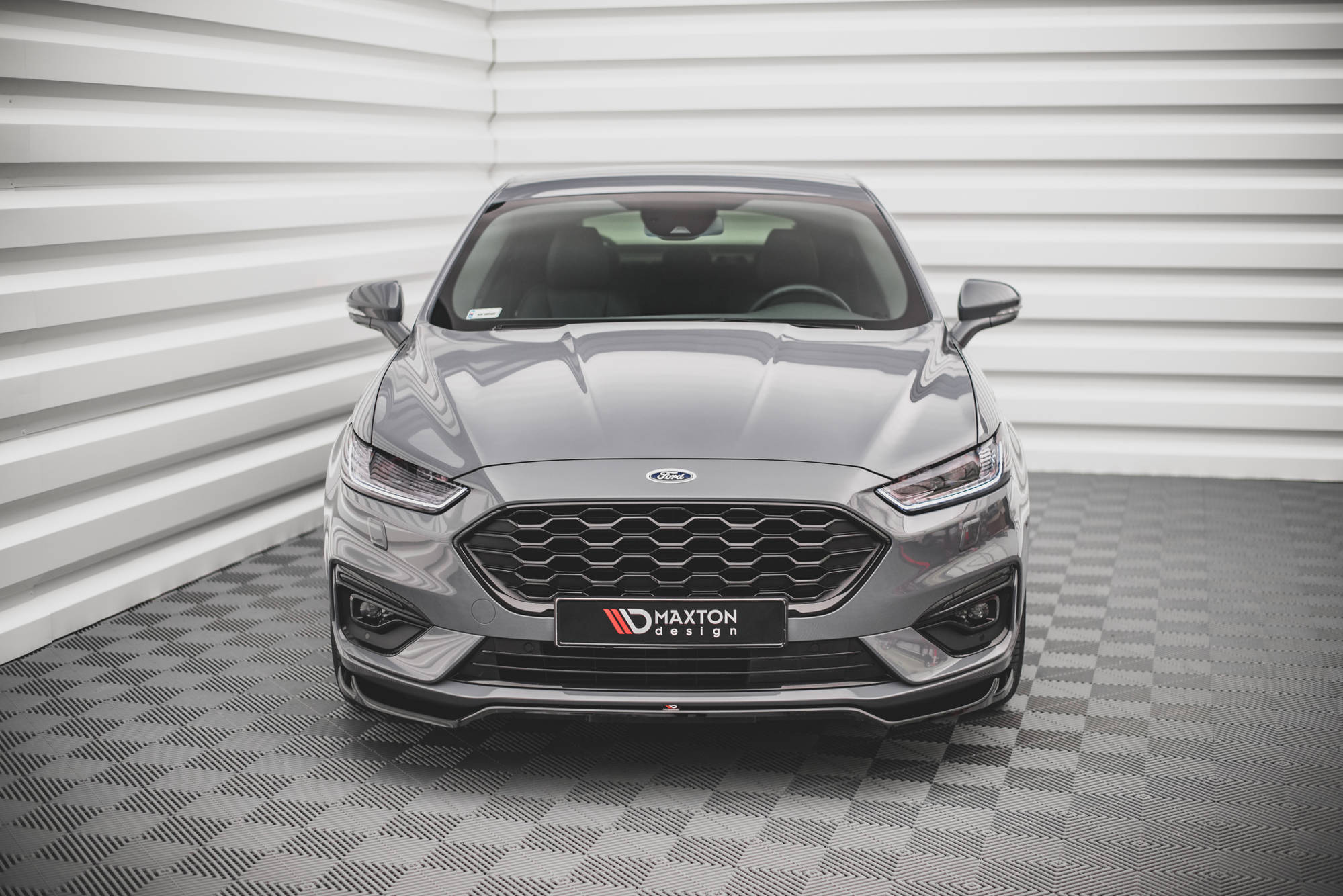 Maxton Design Street+ Spoilerlippe Front Ansatz V.1 passend für Ford Mondeo ST-Line Mk5 Facelift schwarz Hochglanz