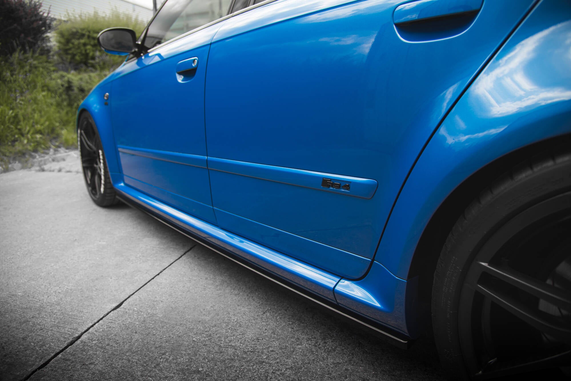 Maxton Design Street+ Seitenschweller Leisten passend für Audi RS4 B7 schwarz Hochglanz
