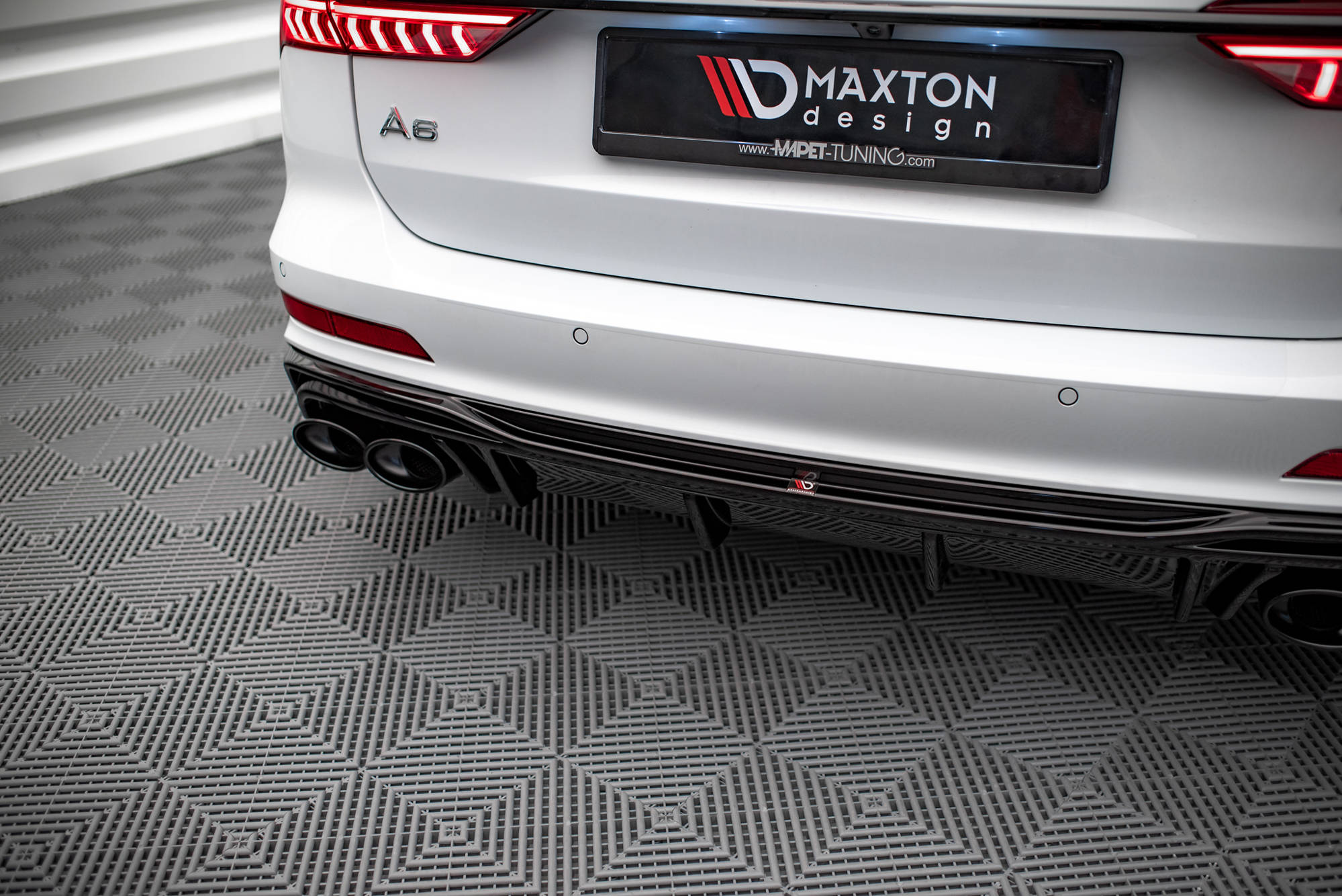 Maxton Design Diffusor Heck Ansatz + Endrohre passend für Audi A6 S-Line / S6 C8 / C8 Facelift