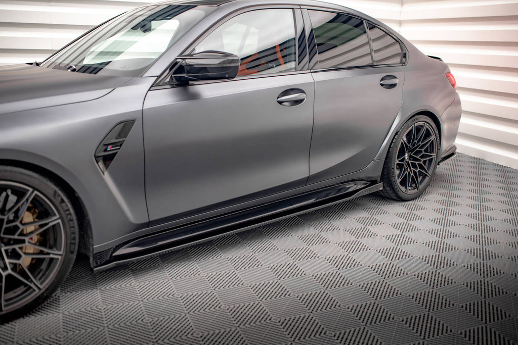 Maxton Design Street+ Seitenschweller Leisten V.2 passend für BMW M3 Limousine / Touring G80 / G81 schwarz Hochglanz