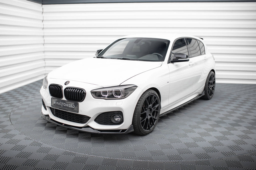 Maxton Design Street+ Spoilerlippe Front Ansatz V.4 passend für CSL Look BMW 1er M-Paket / M140i F20 Facelift schwarz Hochglanz