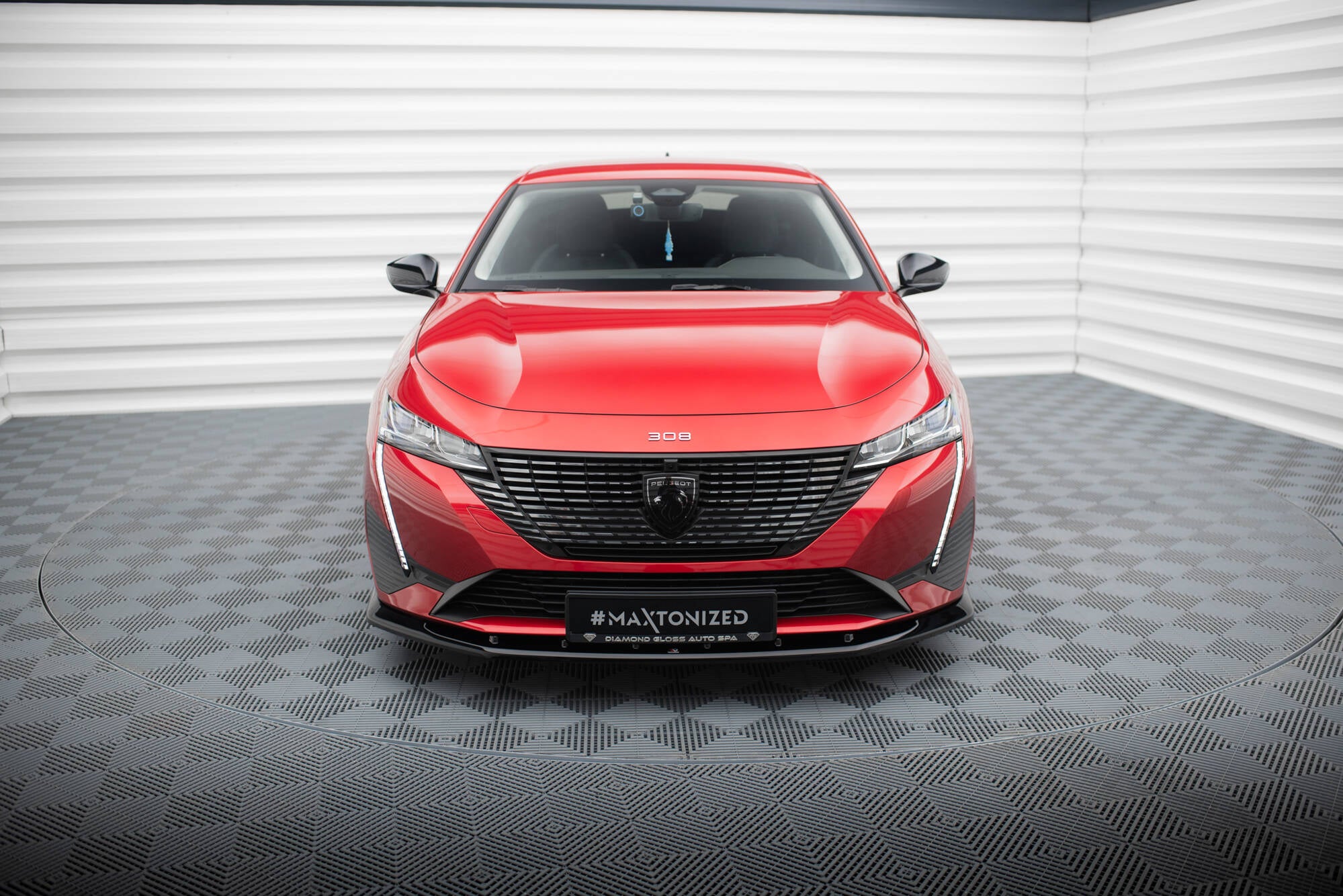 Maxton Design Street+ Spoilerlippe Front Ansatz V.1 passend für Peugeot 308 Mk3 schwarz Hochglanz