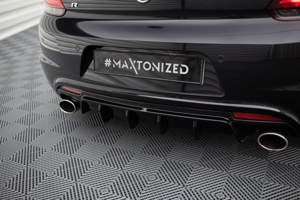Maxton Design Diffusor Heck Ansatz V.2 passend für VW Scirocco R Mk3 schwarz Hochglanz