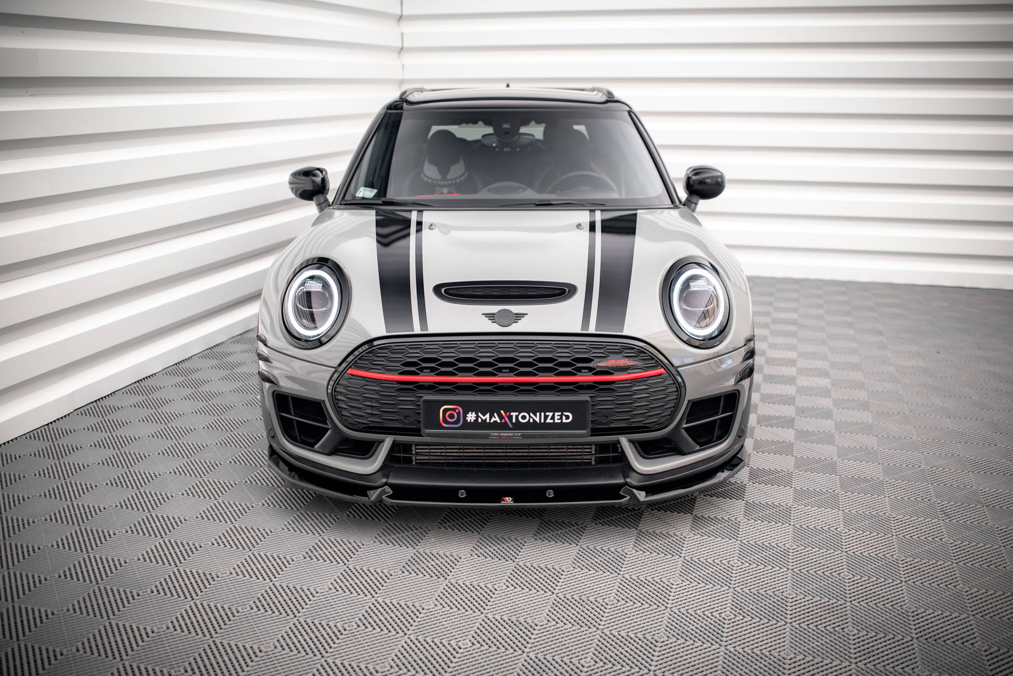 Maxton Design Street+ Spoilerlippe Front Ansatz V.4 passend für Mini Cooper Clubman John Cooper Works F54 Facelift schwarz Hochglanz