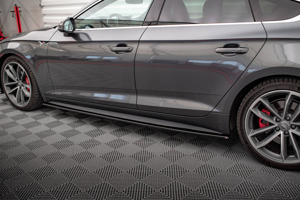 Maxton Design Street+ Seitenschweller Leisten passend für Audi S5 / A5 S-Line F5 Sportback schwarz Hochglanz