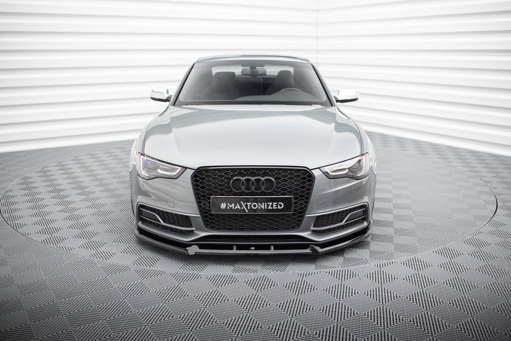 Maxton Design Street+ Spoilerlippe Front Ansatz V.3 passend für Audi S5 / A5 S-Line 8T Facelift schwarz Hochglanz