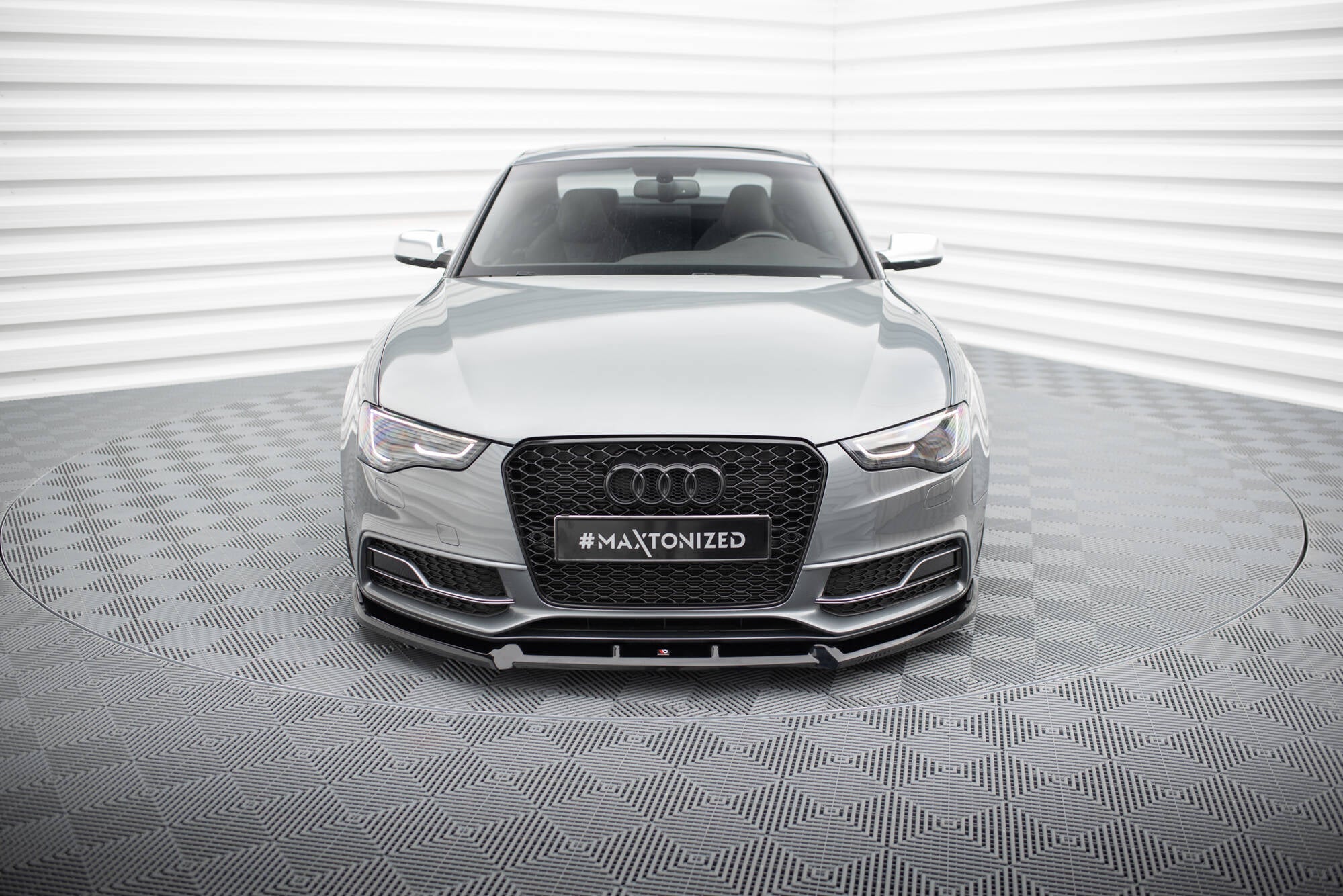 Maxton Design Street+ Spoilerlippe Front Ansatz V.3 passend für Audi S5 / A5 S-Line 8T Facelift schwarz Hochglanz