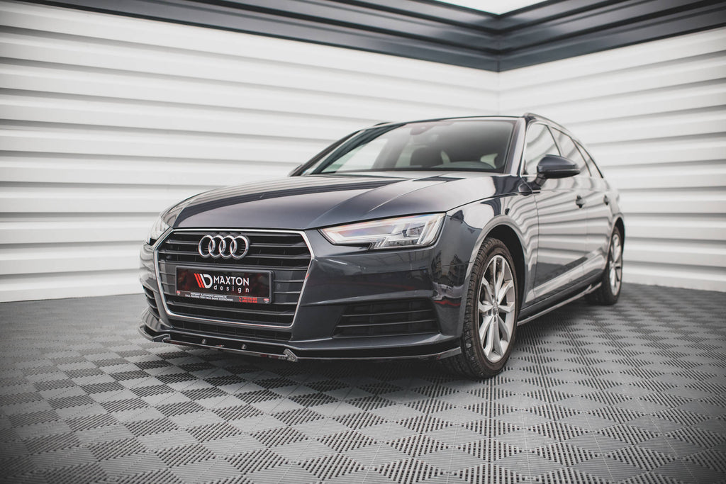 Maxton Design Street+ Spoilerlippe Front Ansatz V.1 passend für Audi A4 B9 schwarz Hochglanz