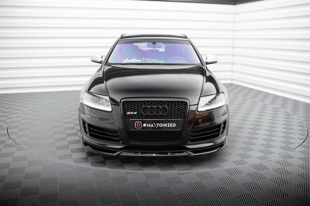 Maxton Design Street+ Spoilerlippe Front Ansatz V.2 passend für Audi RS6 Avant C6 schwarz Hochglanz