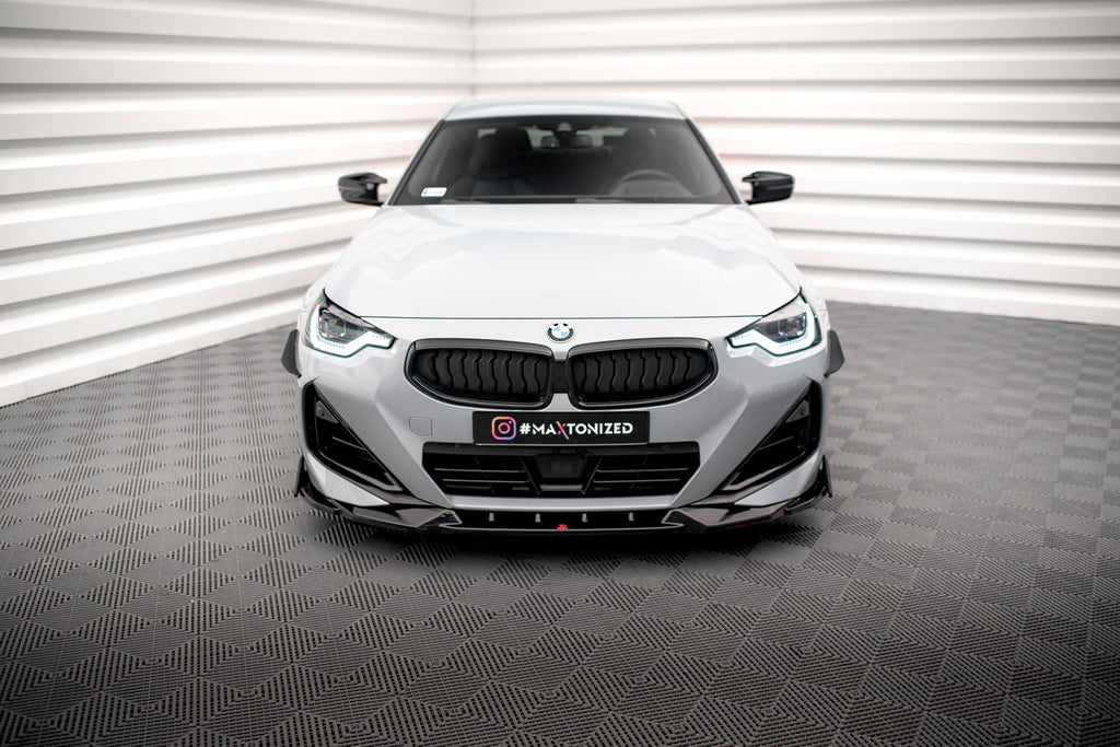 Maxton Design Street+ Spoilerlippe Front Ansatz V.2 + Flaps passend für BMW 2 Coupe M-Paket / M240i G42