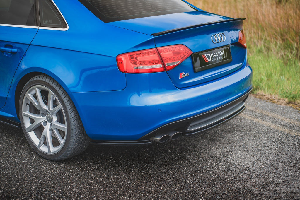 Maxton Design Heck Ansatz Flaps Diffusor passend für Audi S4 / A4 S-Line B8 Limousine schwarz Hochglanz