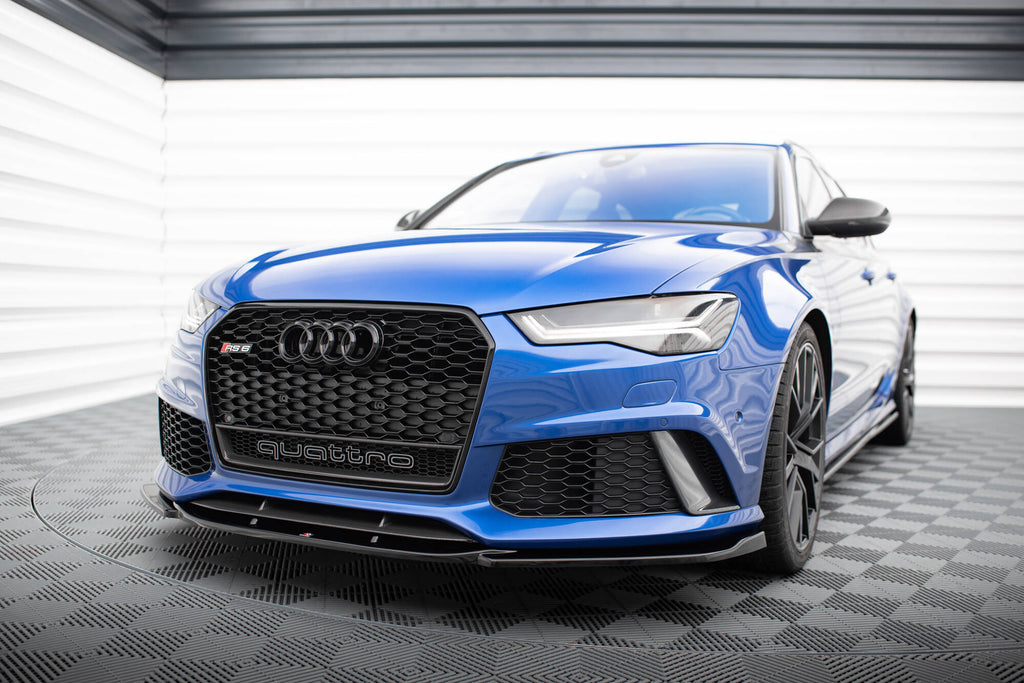 Maxton Design Street+ Spoilerlippe Front Ansatz V.3 passend für Audi RS6 C7 / C7 Facelift schwarz Hochglanz