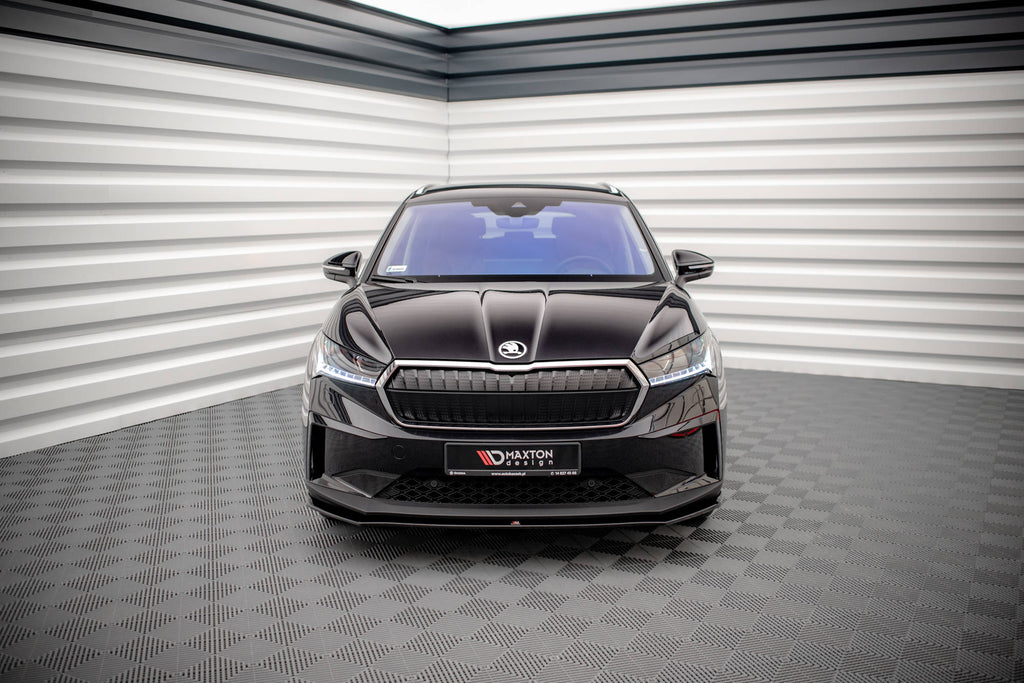 Maxton Design Street+ Spoilerlippe Front Ansatz V.1 passend für Skoda Enyaq iV schwarz Hochglanz