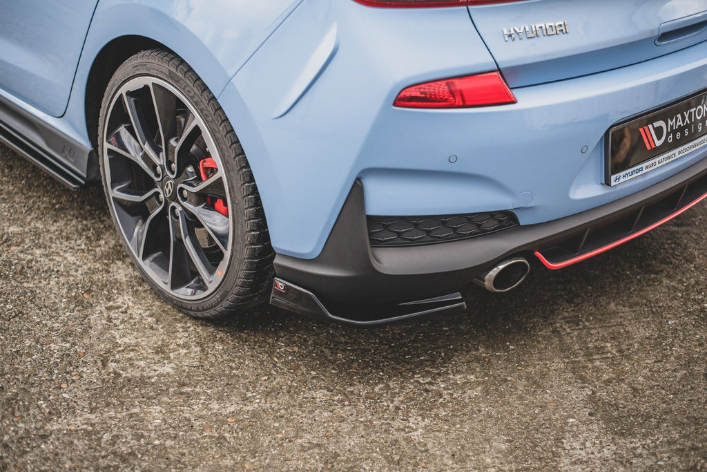 Maxton Design Heck Ansatz Flaps Diffusor V.3 passend für Hyundai I30 N Mk3 Hatchback schwarz Hochglanz