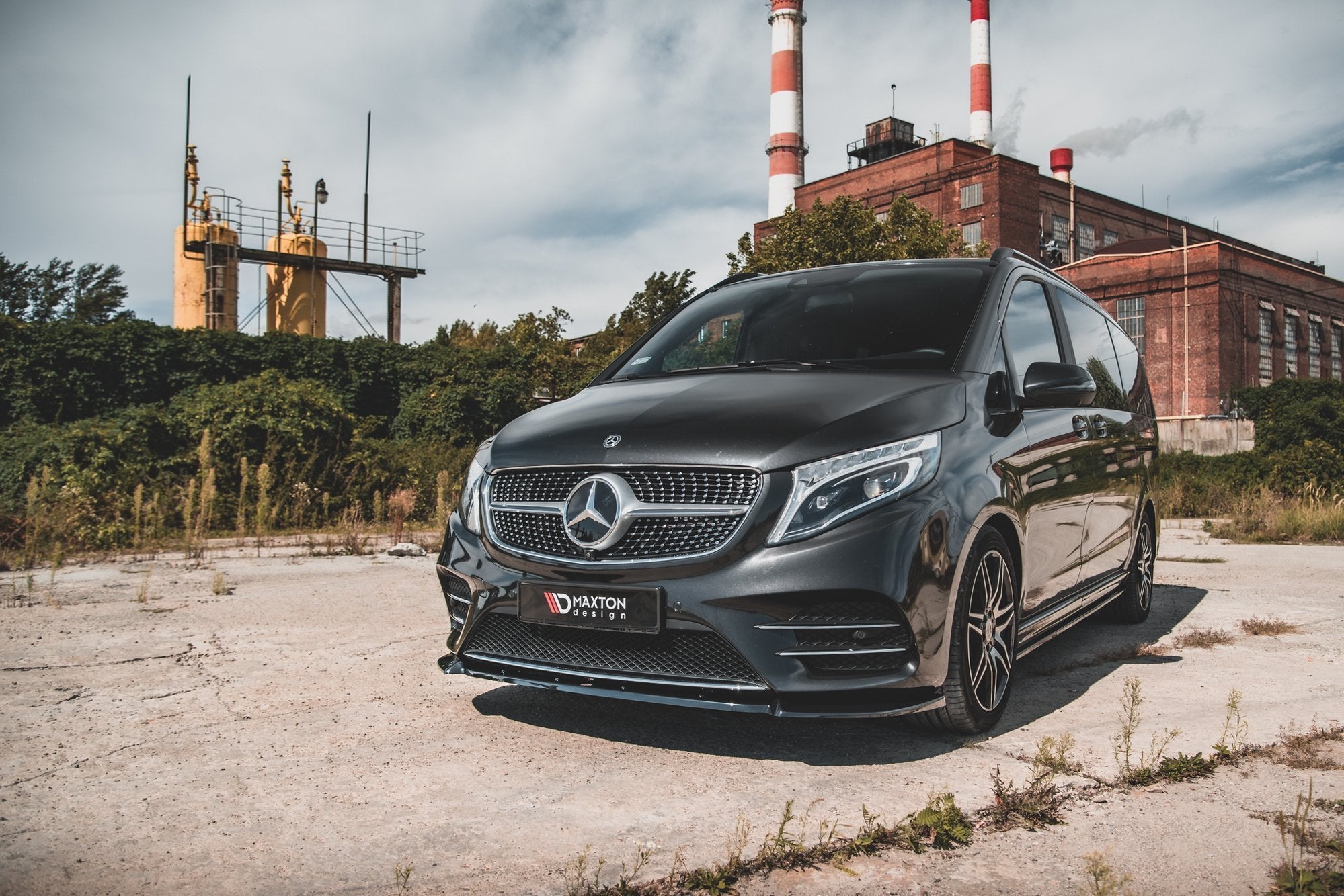 Maxton Design Street+ Spoilerlippe Front Ansatz V.3 passend für Mercedes-Benz V-Klasse AMG-Line W447 schwarz Hochglanz