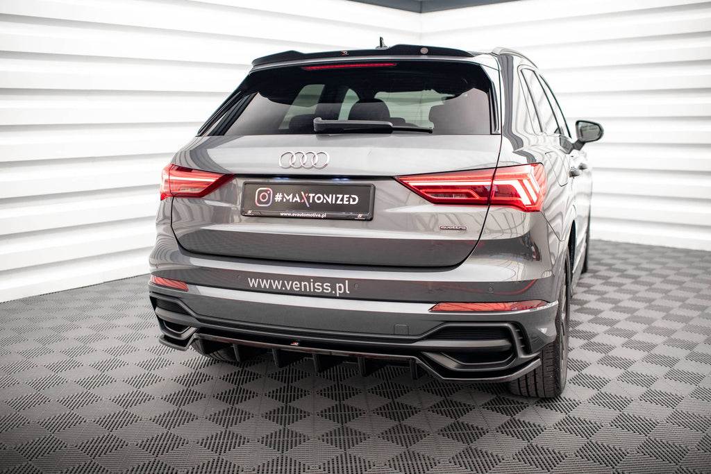 Maxton Design Spoiler CAP passend für Audi Q3 S-Line SUV F3 schwarz Hochglanz