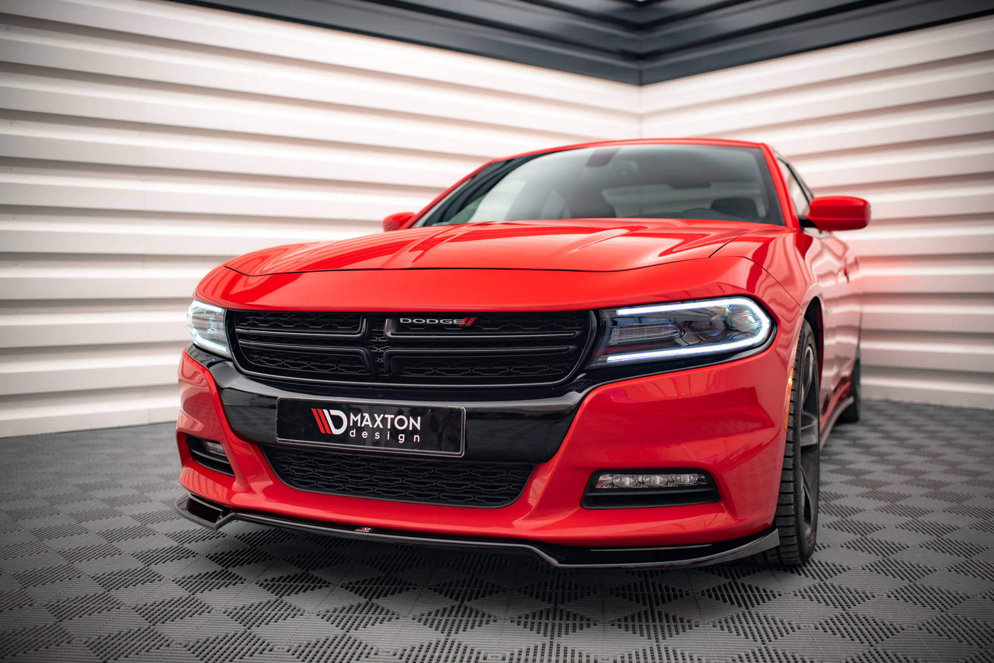 Maxton Design Street+ Spoilerlippe Front Ansatz V.2 passend für Dodge Charger RT Mk7 Facelift schwarz Hochglanz