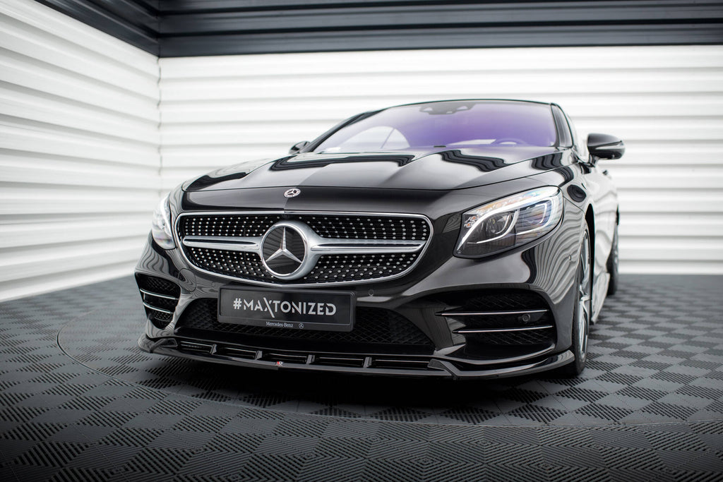 Maxton Design Street+ Spoilerlippe Front Ansatz V.2 passend für Mercedes-Benz S Coupe AMG-Line C217 Facelift schwarz Hochglanz
