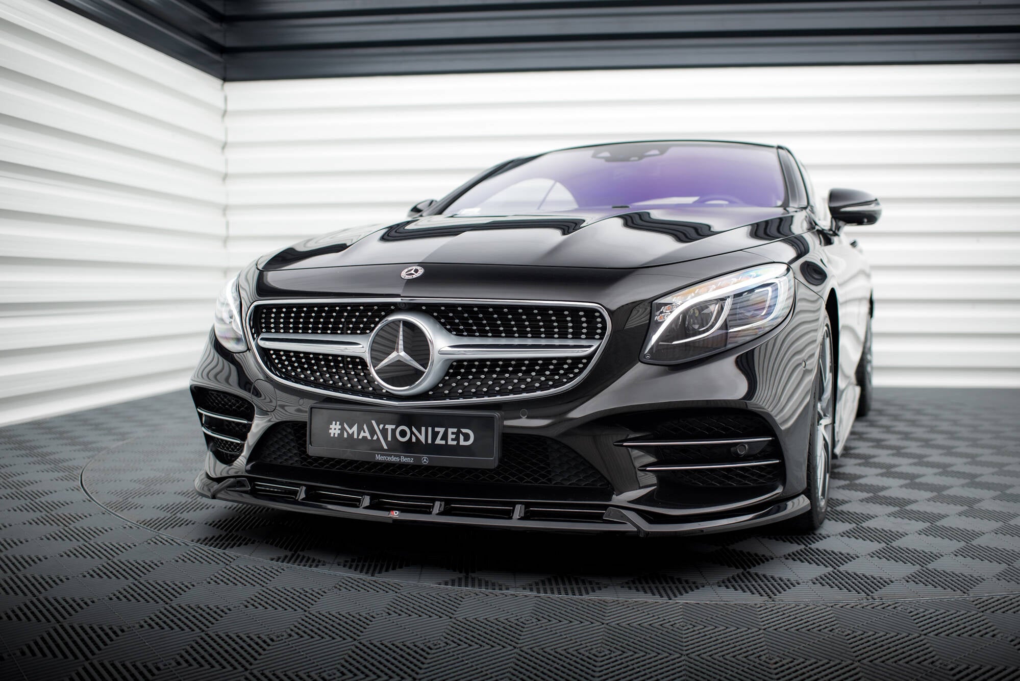 Maxton Design Street+ Spoilerlippe Front Ansatz V.2 passend für Mercedes-Benz S Coupe AMG-Line C217 Facelift schwarz Hochglanz