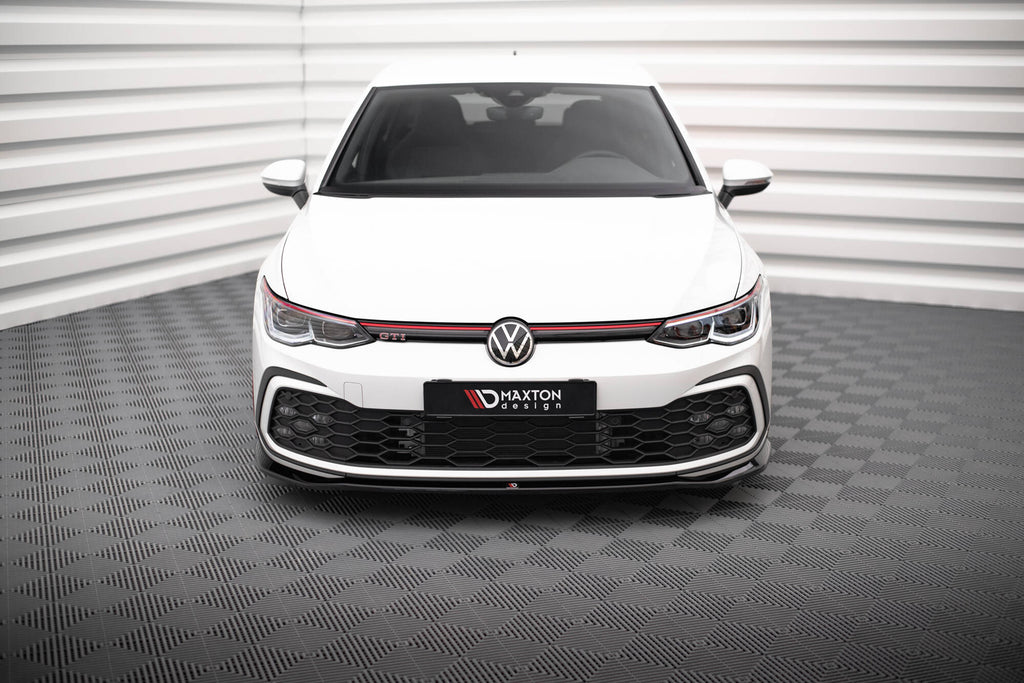 Maxton Design Street+ Spoilerlippe Front Ansatz V.7 passend für VW Golf GTI / GTE / GTD / R-Line Mk8 schwarz Hochglanz
