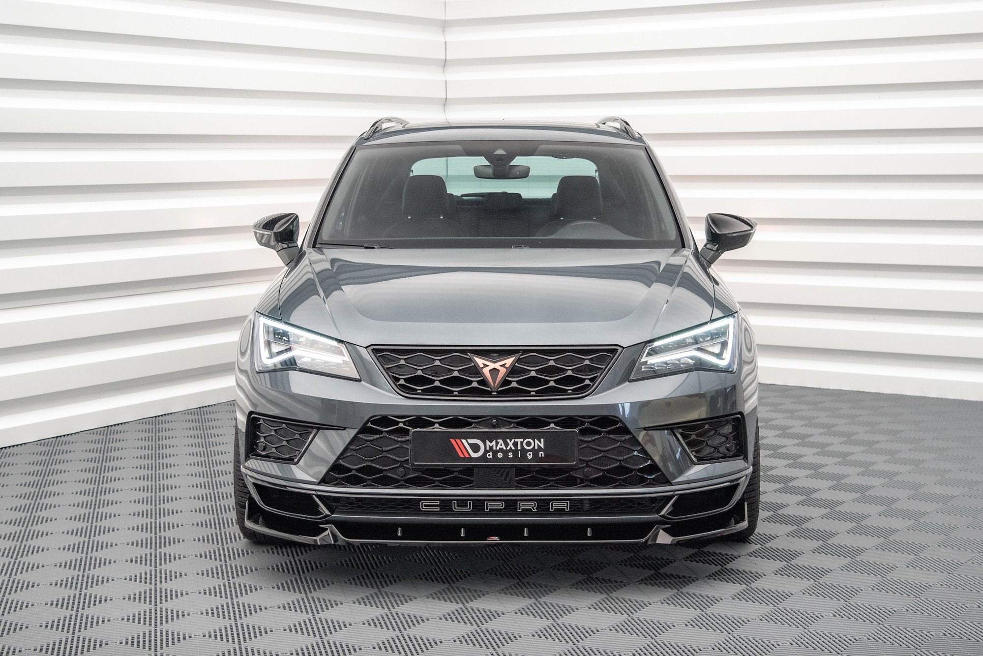 Maxton Design Street+ Spoilerlippe Front Ansatz V.1 passend für Cupra Ateca Mk1 schwarz Hochglanz