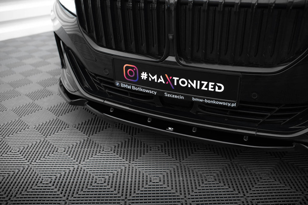 Maxton Design Street+ Spoilerlippe Front Ansatz V.1 passend für BMW 7 G11 / G12 Facelift schwarz Hochglanz